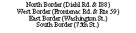 Text Box: North Border (Diehl Rd. & I88)West Border (Frontenac Rd. & Rte 59)East Border (Washington St.)South Border (75th St.)